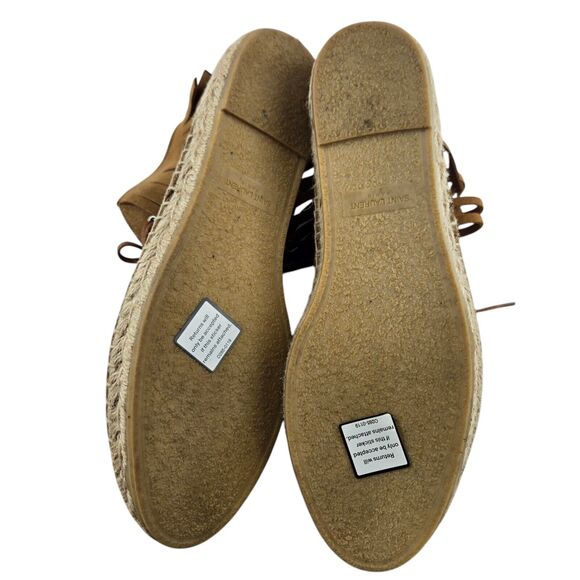 Saint Laurent Suede Fringe Espadrille Ankle Booties 7.5 37.5 Tan Designer Boho - Picture 8 of 13